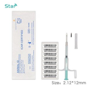 134.2KHz 2x12mm Bioglass 태그 FDX-B 개 칩 동물 임플란트 ISO RFID 마이크로 인젝터 수의사 주사기 애완 트랜스폰더, [01] 10pcs, 1개