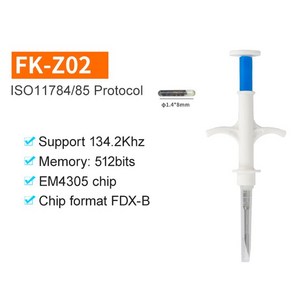 강아지 고양이 반려동물 마이크로 칩 리더기 20개 RFID 주입 주사기 애완 동물 ID ISO11784/85 FDX-B 식별