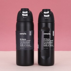 오왈라 owala 스테인레스 스틸 진공 보온병 물병 음료 용기 물병 텀블러 보온 머그잔, 블랙, 1개, 710ml, 블랙