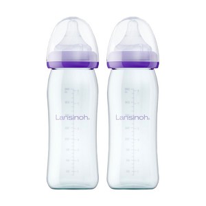 [당일출고] 란시노 아기 유리 젖병, 퍼플, 240ml, 2개