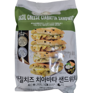 바질치즈 치아바타 샌드위치, 195g, 4개