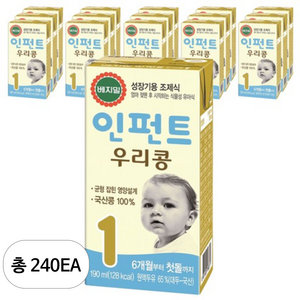 베지밀 인펀트 우리콩 1단계 유아식 두유 190ml, 240개