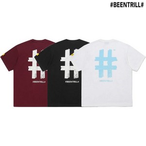 빈트릴 [BEENTRILL] 공용 스탬프 해시태그로고 오버핏 반팔티셔츠 BA242TS005 508100