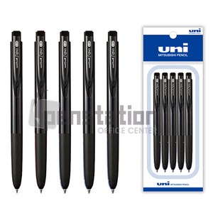 유니볼 시그노 노크식 RT1 0.28mm 블랙/블루/레드 5개 세트, 0.28 블랙 5개
