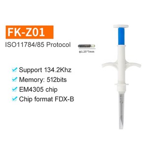강아지 고양이 반려동물 마이크로 칩 리더기 20개 RFID 주입 주사기 애완 동물 ID ISO11784/85 FDX-B 식별