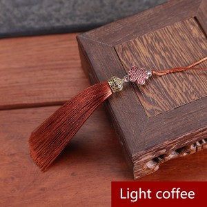 금속 캡 프린지 트림 북마크 실크 술 DIY 커튼 의류 가방 공예 용품 클래식 스타일 술 펜던트 17cm 2, 1개, Light coffee