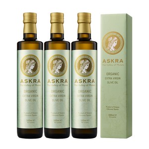아스크라 유기농 엑스트라 버진 올리브오일, 3개, 500ml