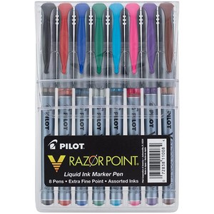 Pilot V Razor Point 액체 잉크 마커 엑스트라 파인 포인트 블랙 잉크 12팩(11020) 12박스 미국 558752, 8 Count (Pack of 1), 모음