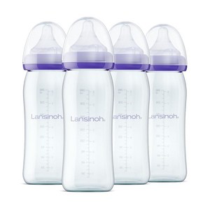 란시노 유리젖병 240ml & 내추럴웨이브 M 젖꼭지 4세트, 1개