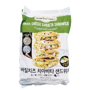 [트레이더스] M&H 바질치즈 치아바타 샌드위치 780g (4개입) 아이스박스포장(냉동), 1개