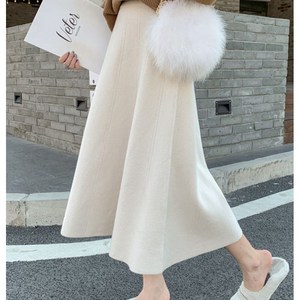 A라인 플레어 밴딩 니트 롱 스커트 치마