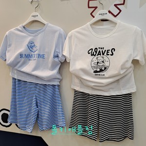 폴햄키즈>25여름>부들 반팔 라운지 세트 홈웨어 아동 반팔상의+5부팬츠 셋 잠옷