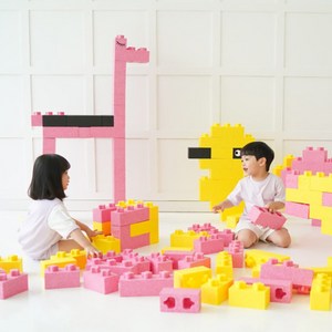 상상블럭 시즌1(set) - 소프트 빅블럭, A. SET - 돌기(핑크) + 마감(블랙), 1개