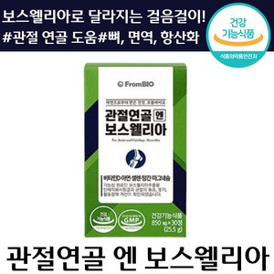 프롬바이오 관절 연골 엔 보스 웰리아 어깨 무릎 발목 관절 건강 뼈 도움 아연 비타민 D 셀렌 해조 분말 주부 중년층 장년층 직장인 정품 영양제 앤 보수 엘리아 앨리아, 30정, 6박스