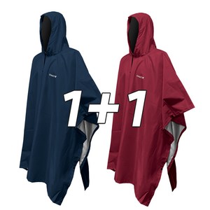 1+1 경량 판초우의 등산우의 비옷, 와인+네이비, 2개