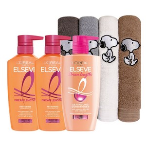 로레알파리 드림랭스 샴푸 400ml 2개+컨디셔닝 헤어팩 410ml 1개 (증)타올1개