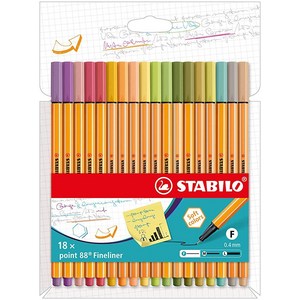 STABILO 파인라이너 포인트 88 18개 지갑 다양한 색상 미국 558837, Pack of 10 Trendy Colours, 1 Count (Pack of 1), Multicolor