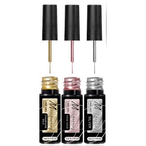 메탈 수은 네일 아트 젤 라이너 5ml 실버 골드 로즈골드 라이너젤 3D 효과, 1개, 브러쉬 실버 5ml