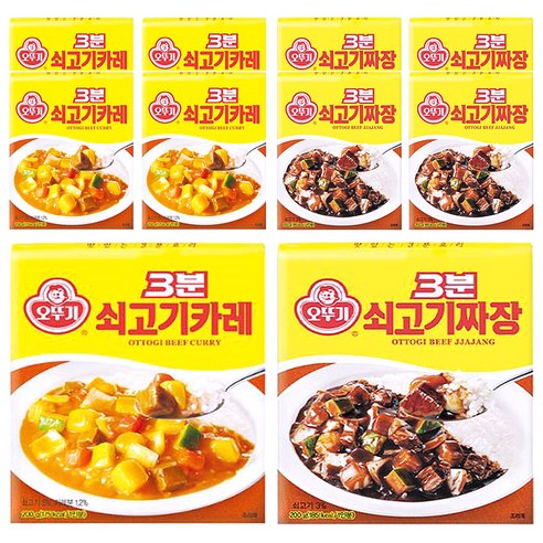 오뚜기 3분 쇠고기카레 200g x 5p + 쇠고기짜장 200g x 5p, 200g, 1세트