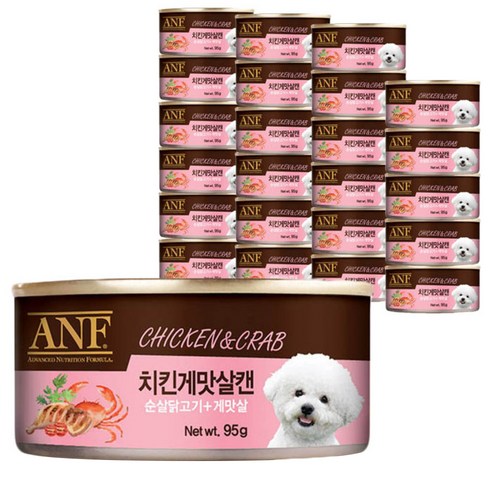 ANF 강아지 간식 캔, 치킨 + 게맛살 혼합맛, 95g, 24개