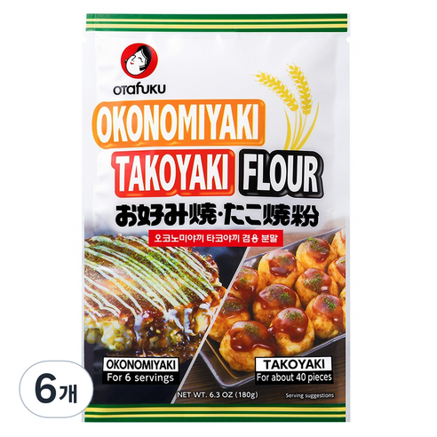 오타후쿠 오코노미야끼 타코야끼 겸용 분말, 180g, 6개