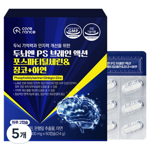케어란스 두뇌엔 PS 브레인 액션 포스파티딜세린 징코 아연 24g