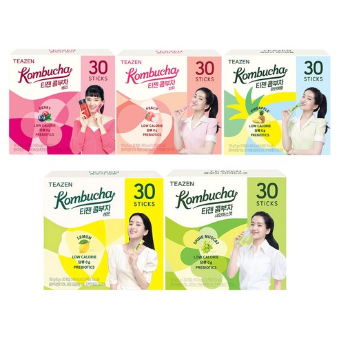 티젠 콤부차 베리 5g 30p + 레몬 5g 30p + 샤인머스켓 5g 30p + 피치 5g 30p + 파인애플 5g 30p