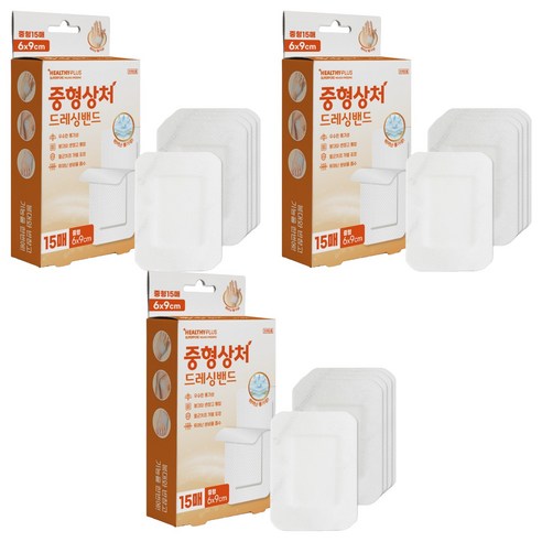 밴드골드 헬씨플러스 중형상처 드레싱밴드, 15개입, 3개