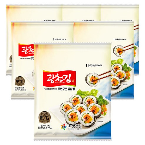 광천김 소문난 두번 구운 김밥김, 22g, 6개