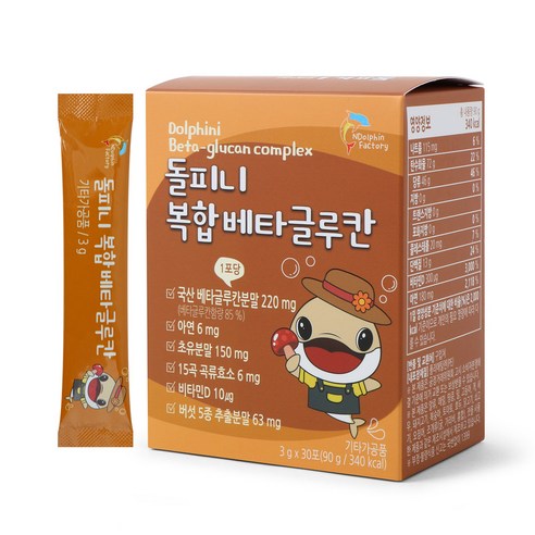엔돌핀팩토리 돌피니 복합 베타글루칸 30p, 30개, 3g