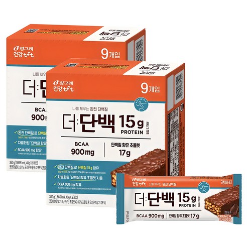 빙그레 더단백 크런치바 초코, 360g, 2개