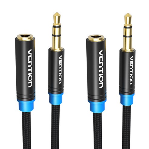벤션 무산소 3.5mm 스테레오 AUX 연장케이블 1.5m x 2p, 단일상품, 혼합색상