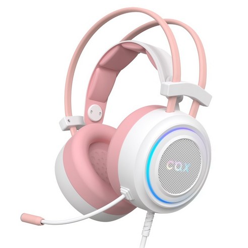 COX 최강비 MEGA-CUP 가상 7.1 RGB 진동 게이밍 헤드셋, Pink, CX-4