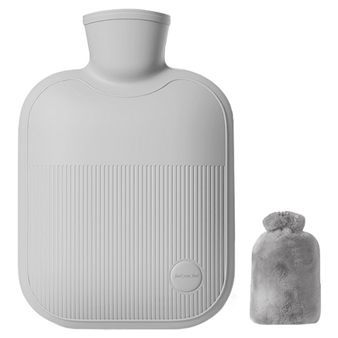 해피앤굿 따듯함 보온물주머니 그레이 베이직 S 500ml + 래빗커버 세트, 1세트
