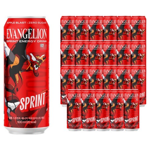 클룹 스프린트 에반게리온 에너지드링크 애플 블라스트 제로, 500ml, 24개