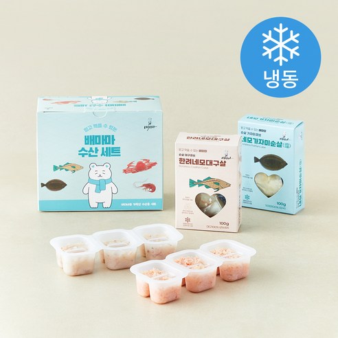 [로켓프레시] 배마마 생선 큐브 수산 세트 380g (냉동)