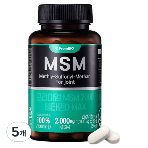 프롬바이오 프리미엄 MSM 2000 비타민D MAX 66g, 5개, 60정