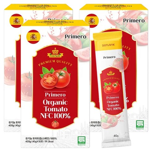 도투락 프리메로 유기농 토마토 NFC 100% 토마토 스틱, 40g, 30개