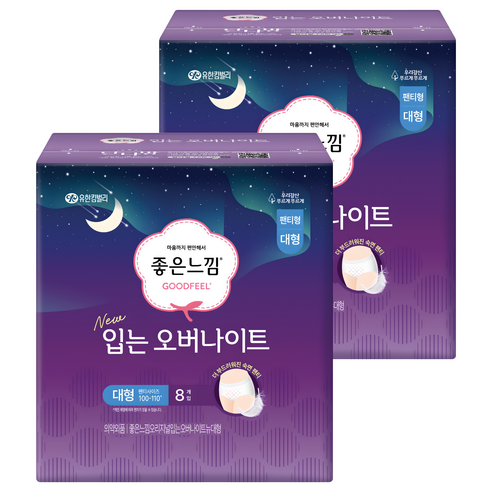 좋은느낌 입는 오버나이트, 대형, 8개입, 2개