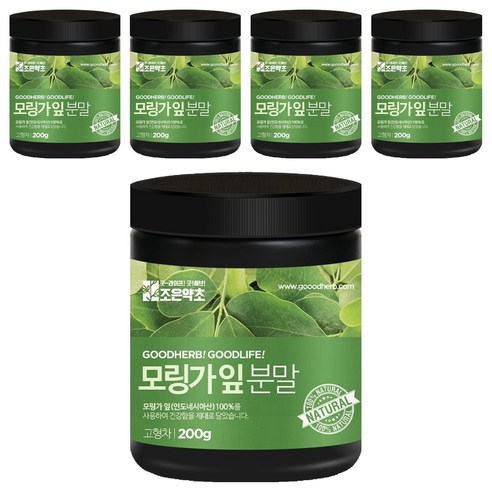 조은약초 프리미엄 모링가 잎가루, 200g, 5개