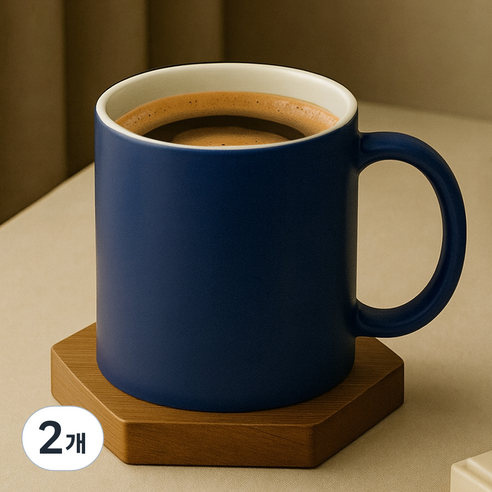 라이프란스 베이직 투톤 무광 머그컵 360ml, 네이비, 2개
