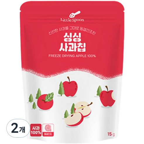 리틀스푼 동결건조 싱싱 사과칩, 15g, 2개