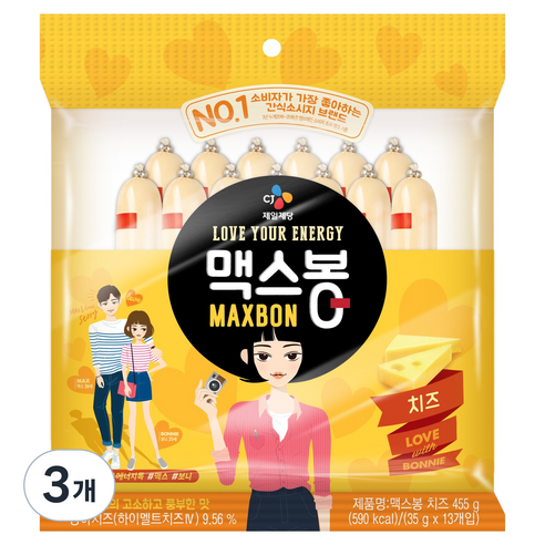 맥스봉 치즈, 455g, 3개