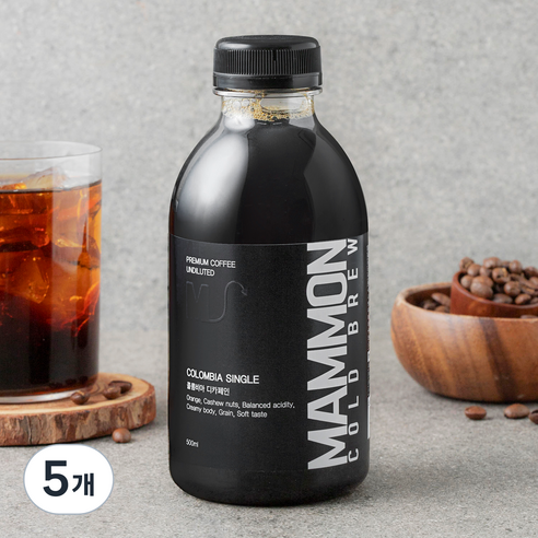 [로켓프레시] 훔볼트 콜롬비아산 마몬 디카페인 콜드브루 커피원액, 5개, 500ml