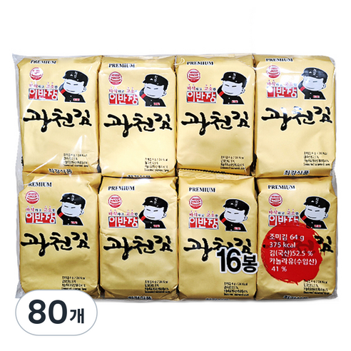 이반장 재래도시락 광천김, 4g, 80개