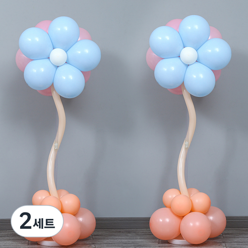 피앤비유니티 DIY 스마일 데이지 대형 왕관풍선 스탠드 모음 세트, 08 DIY 대형풍선 스탠드 블루핑크, 2세트