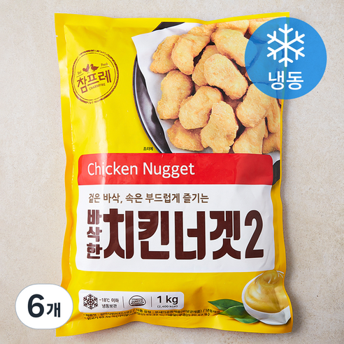 [로켓프레시] 참프레 참바삭한 치킨너겟 2 (냉동), 1kg, 6개