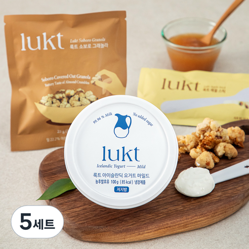 룩트 아이슬란딕 요거트 마일드 100g + 애플스틱 50g + 소보로 클러스터 25g, 175g, 5개