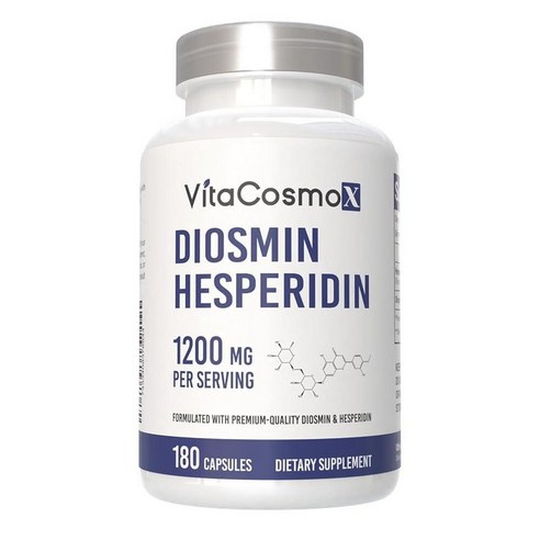 VitaCosmoX Diosmin 헤스페리딘 1200mg 복합체, 240캡슐, 시트러스 바이오플라보노이드 풍부한 과일 추출물, 100% 채식주의자, GMO 프리 및 글루텐 프리