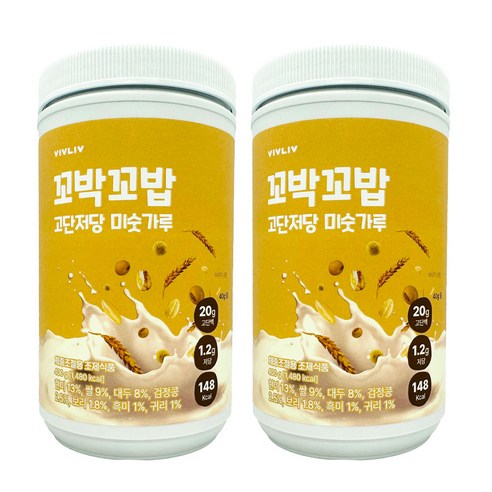 꼬박꼬밥 고단저당 단백질 쉐이크 미숫가루 대용량, 2개, 400g